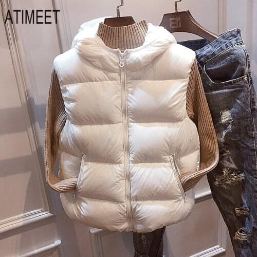 2020 New Women Short Down Vest White Duck Down Vests Winter Warm Female Outwear