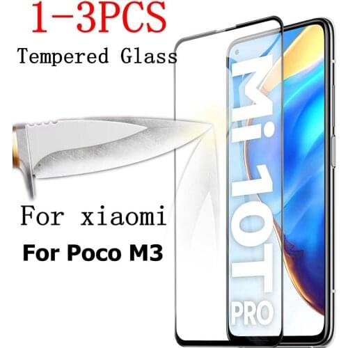 1-3PCS Tempered Glass For Xiaomi Poco M3 Poco Screen Protective Tempered Toughened Glass Phone Full Cover For Xiaomi Poco M3