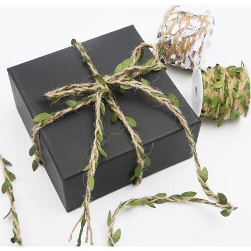 10M/lot Colorful Artificial Leaves Weaving Hemp Jute Rope for Home Wedding Decoration DIY Craft Gift Fake Flower Bouquet Packing