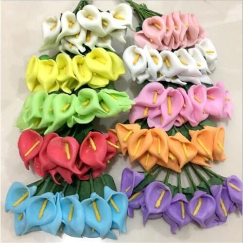 12pcs head/set Artificial Flowers 8 Colors Calla Lily Bridal Wedding Decoration Bouquet Head PE Real Touch Artificial Flower
