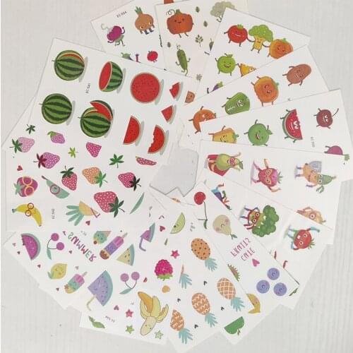 15pc Children Temporary Tatoo Sticker Waterproof Tattoo Fruit Watermelon Strawberry Pineapple Summer Tattoos Hand Foot Tatouage