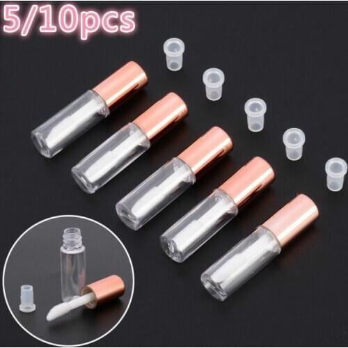 5/10pcs 1.2ML With Cap Fashion Lip Gloss Tubes Empty Transparent Plastic Balm Lipstick Mini Sample Cosmetic Container