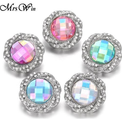 6pcs/lot New Snap Jewelry 18mm Flower Snap Buttons Rhinestone Knot Metal Snap Buttons Jewelry Fit Leather Snap Bracelet