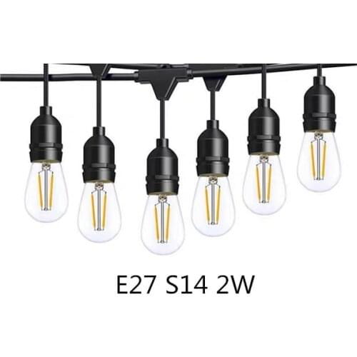 10PCS E27 2W 4W S14 LED Retro Edison Bulbs 220V 2700K Shatterproof Warm White Filament Candle Lamp For Outdoor String Lights