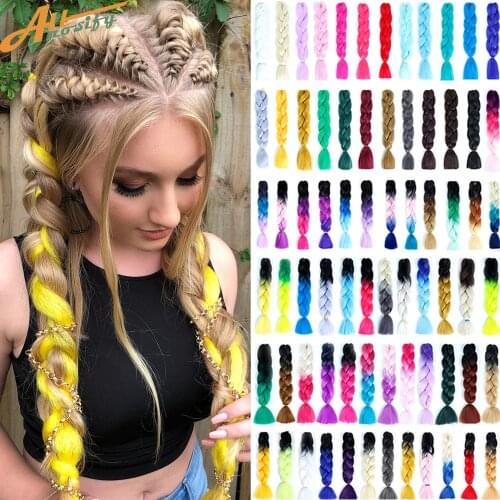 Allaosify 24 Inch Braiding Hair Extensions Jumbo Crochet Braids Synthetic Hair Style 100g/Pc Blonde Pink Green Ombre Braiding
