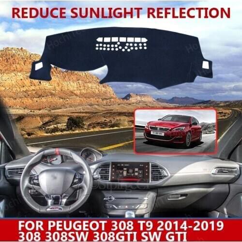 Car styling Suede Leather Dashmat Dashboard custom Cover Pad Dash Mat Carpet for Peugeot 308 T9 2014-19 308 308sw 308GTI SW GTI