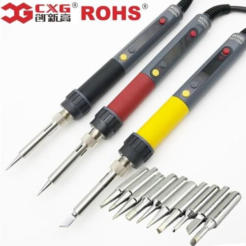 Free Shipping CXG ROHS Re60w/90w/110w LCD Temperature Digital LED Adjustable Electric Soldering Iron Solder Tips EU Plug +10pcs