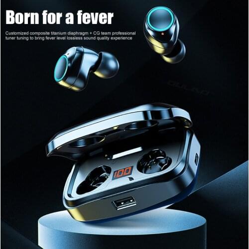 TWS wireless bluetooth headset 5.0 earbud wireless headset 3500mAh charging box 9D stereo sports gaming headset with microphone