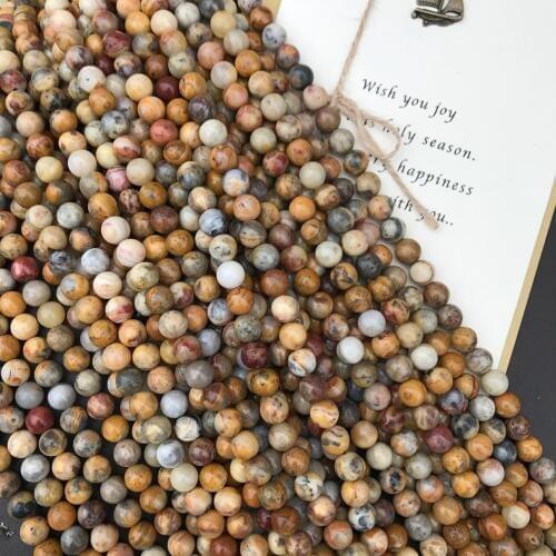 Natural crazy agate 4-12mm round Gemstone beads for 925 sterling silver Jewelry Making Necklace Bracelet 15inch ICNWAY