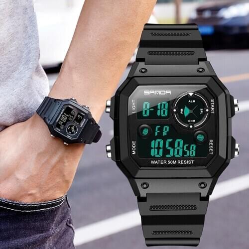 SYNOKE Fashion Sports Watches Mens Fitness Multifunction Watch 5Bar Waterproof Man Digital Stopwatch LED reloj hombre 1251