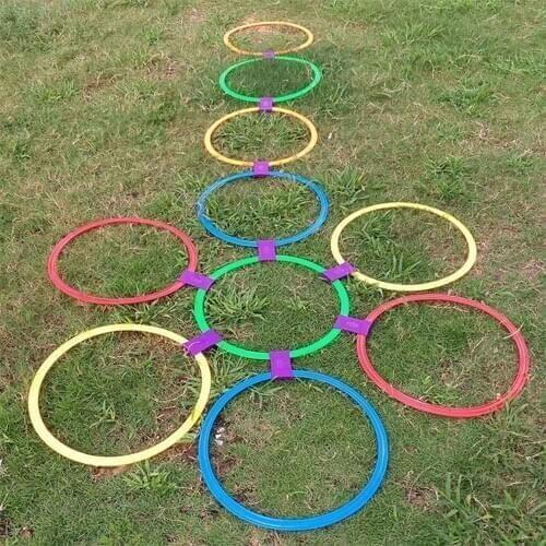 Kids Jump Circle Toys Outdoor Funny Physical Training Sport Toys Lattice Jump Ring Set Game with 10 Hoops 10 Connectors