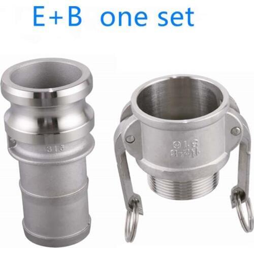 E+B one set of Camlock Fitting Adapter Homebrew 304 Stainless Steel Connector Quick Release Coupler 1/2"3/4"1” 1-1/4"1-1/2"