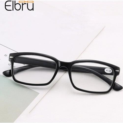 Elbru Vintage Ultralight Reading Glasses Magnifying Gradient Black Ultralight Color Frame Presbyopia Eyeglasses Diopters 1.0 4.0