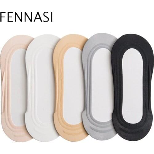 FENNASI Sock Slipper Women 3 Pairs Breathable Non-Slip Sports Off White Solid Color Boat Socks Comfortable Ankle Socks