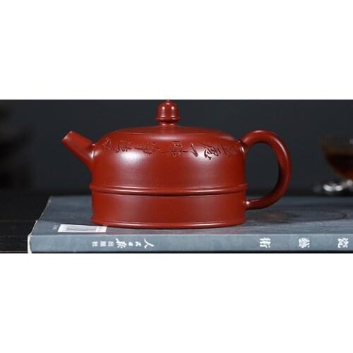 Purple clay pot genuine famous artists hand-made pot raw ore Dahongpao double-line Zen margin pot Kungfu Teapot Tea Set