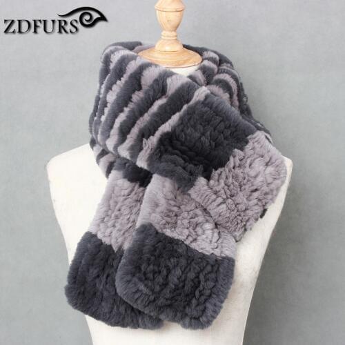 2020 FXFURS new hight quality Winter Women Rabbit Fur Scarves Hot Warming Luxury Rex Rabbit Fur Female Natural Fur Scarf