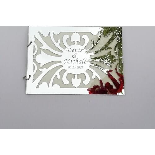 Guest Book Wedding Personalized Guestbook Party White Engrave Carve Mirror Customized Names Date Signature Decor Custom