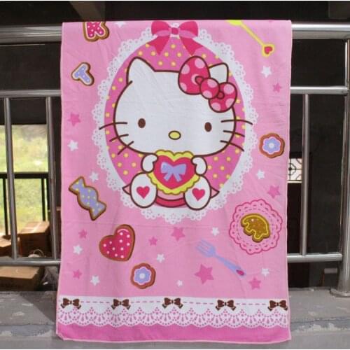 65x150cm Sanrio Cotton Cartoon Hello Kitty Bath Towel Bath Towel Adult Children Absorbent Big Towel Quilt Beach Towel