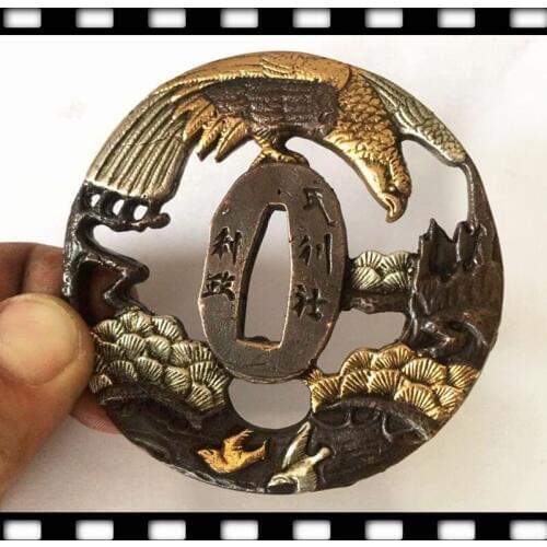 Nice Eagle Theme Japanese Samurai Sword Fitting katana Tsuba Guard Sword Copper Accessories Nice Metal Crafts