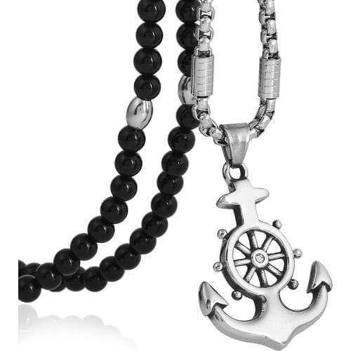 Men Punk 316L Stainless Steel Celtic Tree of Life Pendant Necklace Necklace Natural Stone Chain 26" Link