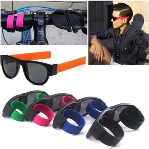 2021 New Sunglasses Women Slappable Bracelet Sun Glasses Oculos Fold Shades Men Fashion For Writstrand Colorful Mirror