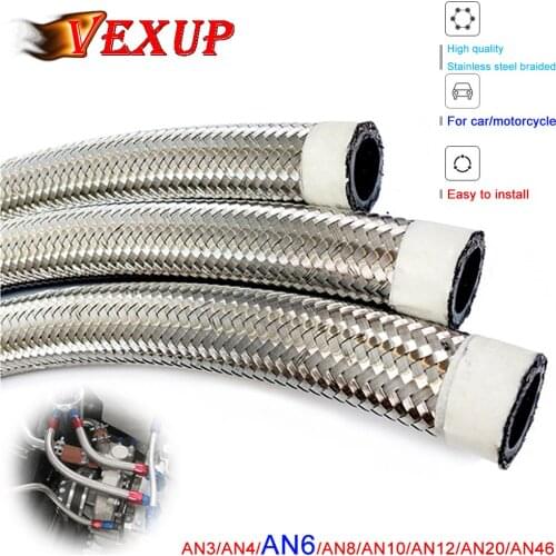 Braided Oil Line Fuel Hose Oil Gasoline Brake Line Hose AN6 for Car and Racing Motorcycle Hose 1Meter AN3 AN4 AN6 AN8 AN10 AN12
