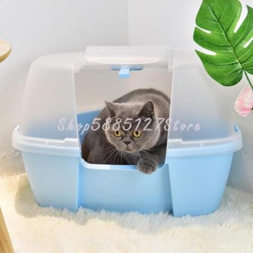 Fully enclosed litter box Alice cat toilet corner large splash-proof cat poop box double space saving