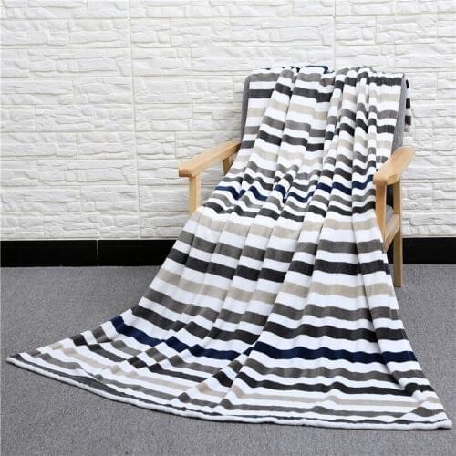 Striped Polyester Flannel Coral velvet Sofa Throws Blanket Bedspread Air Conditioning Blanket On Bed/Car Home Decor Cobertor