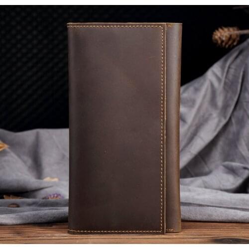 Hot crazy horse leather unisex casual long wallet genuine leather bag men business wallets high quality purse