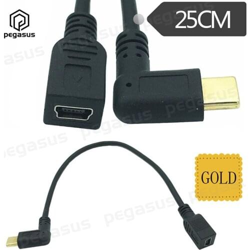 Right/Left Angle Duttek USB 3.1 Type C Male to Mini USB Mini B Female Charging Converter Cable Cord