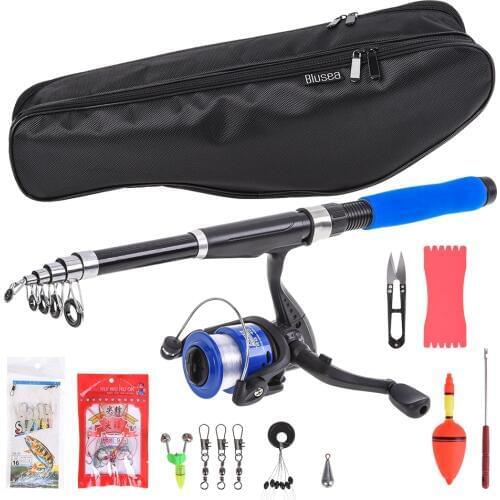 2.1m Fishing Rod Fishing Accessories Reel Combo Kit Fishing Pole Spinning Reel Bait Swivel Fishing Tackle Tool Set In Bag
