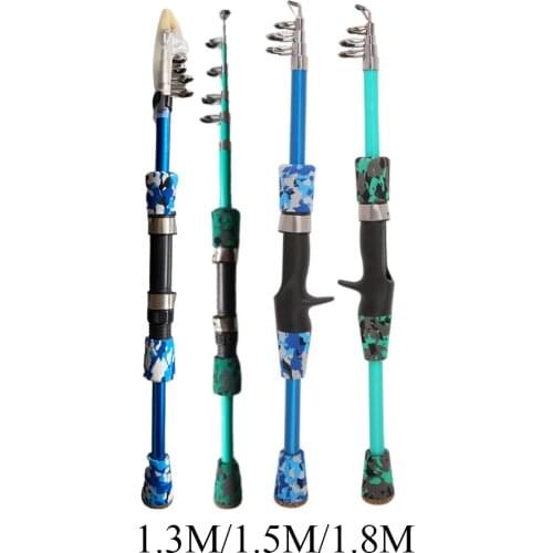 Fishing Rod Small Short Portable Saltwater Freshwater Fishing Pole Outdoor Telescopic Fishing Rod, 1.3m/1.5m/1.8m