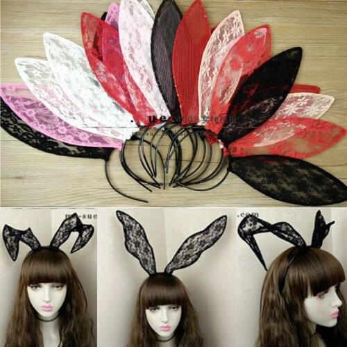 Sexy Female Lace Rabbit Ears Hair Hoop Charm Accessories Womens Sexy Lace Bunny Ear Hoop Sexy Accessories Black 2020 Headwear