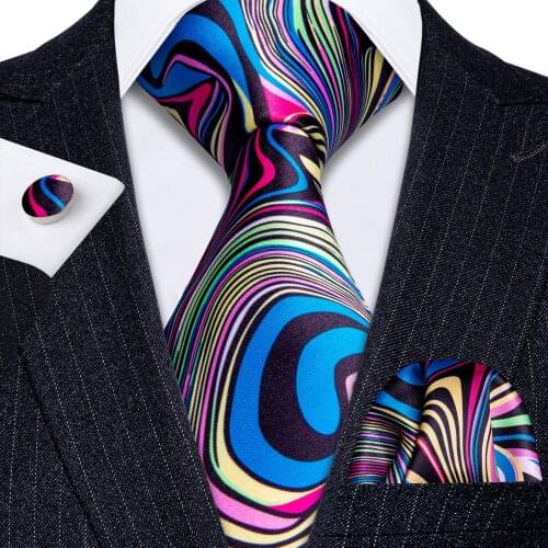 Blue Print Tie Set Silk Tie For Men Business Gift Box Party Necktie Handkerchief Barry.Wang Fashion Designer Tie Set LS-5278