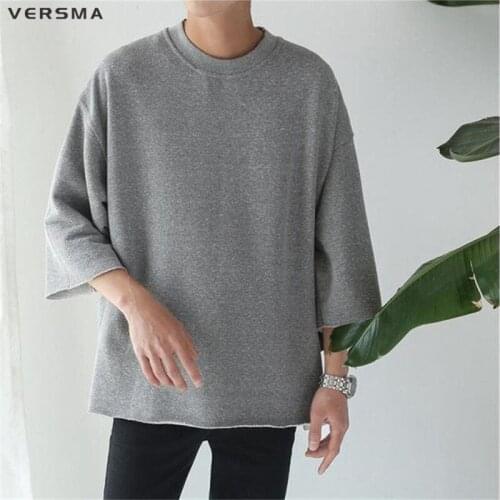 VERSMA Hip Hop Shinee Clothes Plain Rock Oversized T Shirt Men Japanese Streetwear Swag Punk Bat Sleeve Men T-shirt Dropshipping