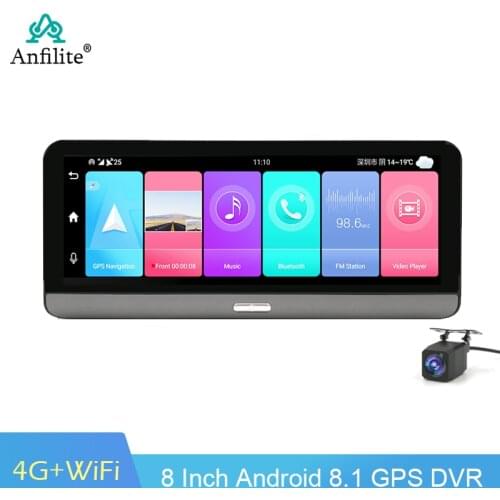 Anfilite 8 inch Android 8.1 4G Android Center Console Car DashCam HD 1080P Dual Cameras GPS Navigation Device for Car Truck GPS