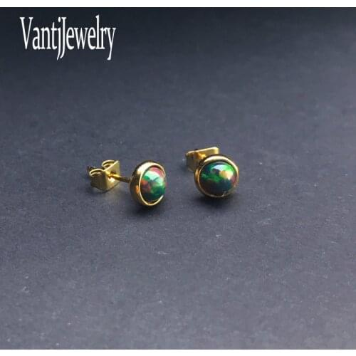 Elegant Natural Black Opal Stud Earrings Sterling 925 Silver Gemstone 5mm Jewelry for Woman Lady Wedding Party Gift