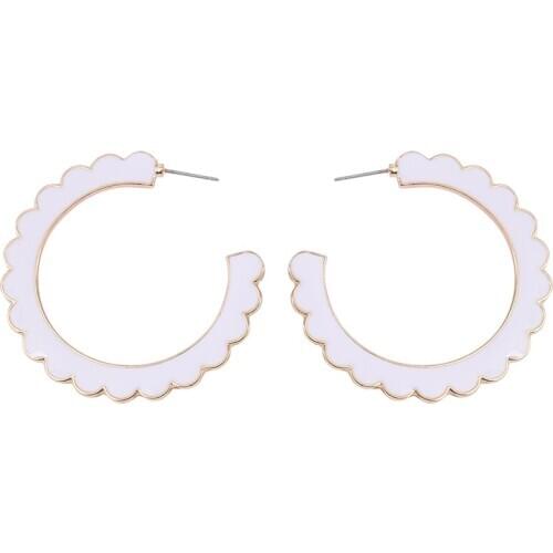 Fashion Jewelry Metal Enamel Hoop Earrings for Women Minimalist Big Round Circle Wave Earring Trendy Party Hoops Accessories