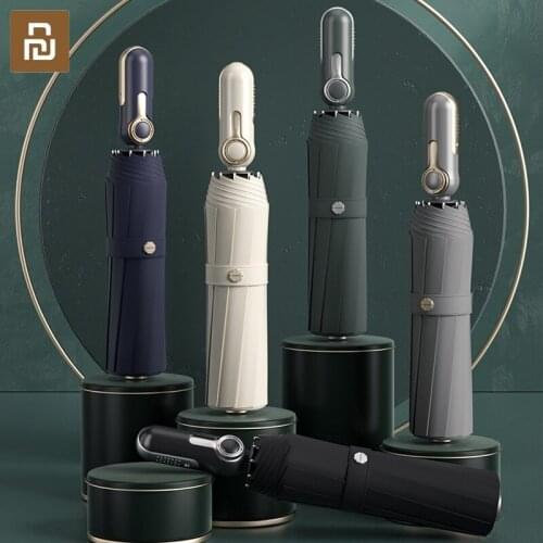 Youpin Umbrella Reinforcement Thickened Mens Student Fully Automatic One-touch One-handed Folding Female Rain or Shine Umbrella