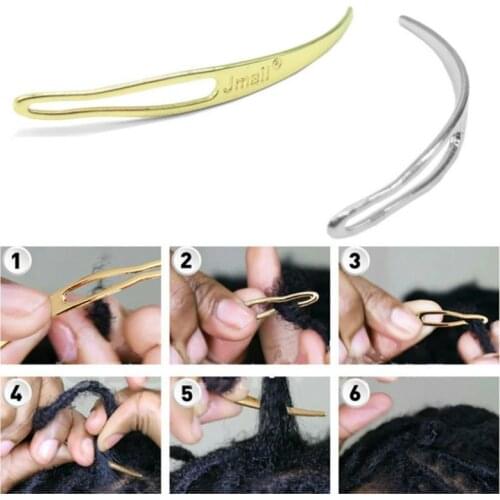 1 Pc Dreadlocks Hair Extension Crochet Hooks Gold Silver Tools for Wig Braiding Hair African Hair Style Interlock Needle Tool