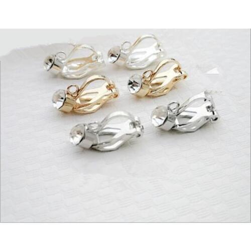 10pcs/lot Copper Earring Clips with Rhinestone/ No Piercing Earring Wire Hooks Ear Clips for DIY Jewelry Making accessories Z775