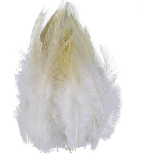 100 PCS 5-6 Inches White Rooster Feathers Trim Pheasant Plumes Fringe For Diy Carnival Party Home Decoration Crafts Plume