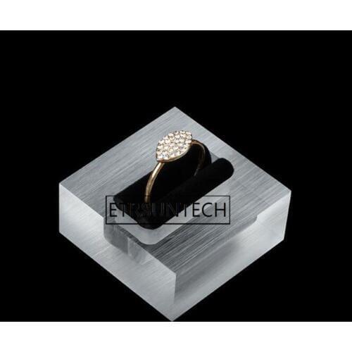 100pcs Frosted Transparent Acrylic Ring Display Stand Jewelry Store Showcase Holder Storage Organizer Square