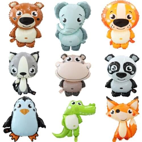 2pcs Small Animal Balloon Lion Elephant Panda Crocodile Fox Penguin Nylon Cartoon Animal Aluminum Foil Balloon Wholesale