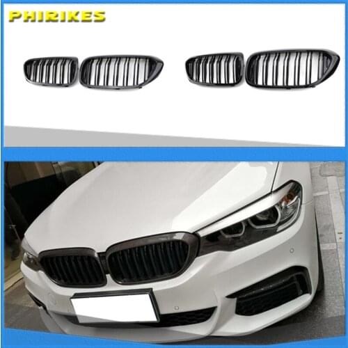 2PCS Car Racing Grill Meteor Diamond Star Style Front Kidney Grille Bumper For BMW 5 Series G30 G31 G38 520i 530i 540i 2018 2019