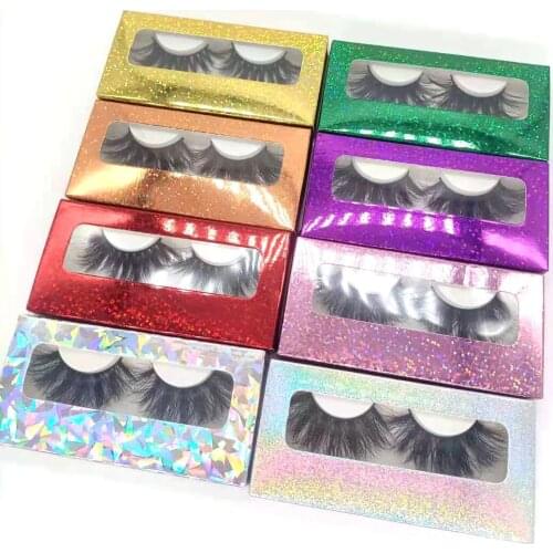 25mm long 6D mink lashes extra length mink eyelashes big dramatic volumn eyelashes strip thick false eyelash with glitter box