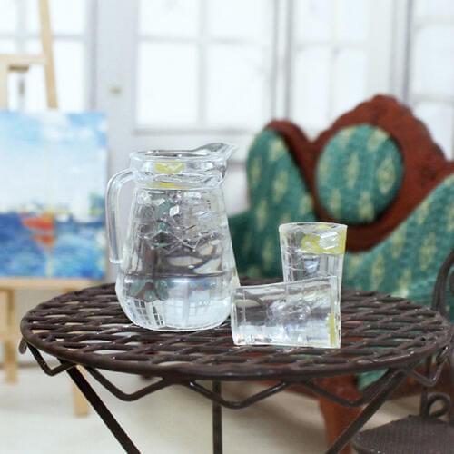 3 Pc/set Simulation Mini Juice Jug Cup Set Drink Milk Model Toys for Doll House Decoration 1/12 Dollhouse Furniture Accessories