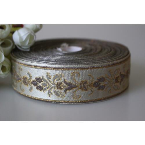 5yards/lots Woven Jacquard Ribbon 3.2cm gold background pattern LS-3947