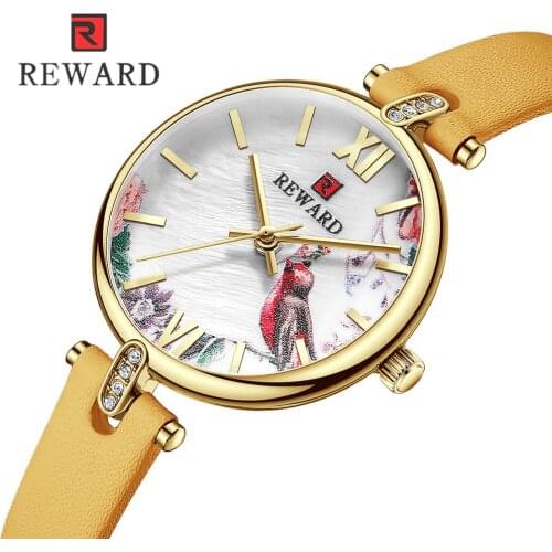 Relogios Feminino REWARD Women Watches Dress Genuine Leather Strap Quartz Watch Ladies Waterproof Wristwatch Girls Gifts New