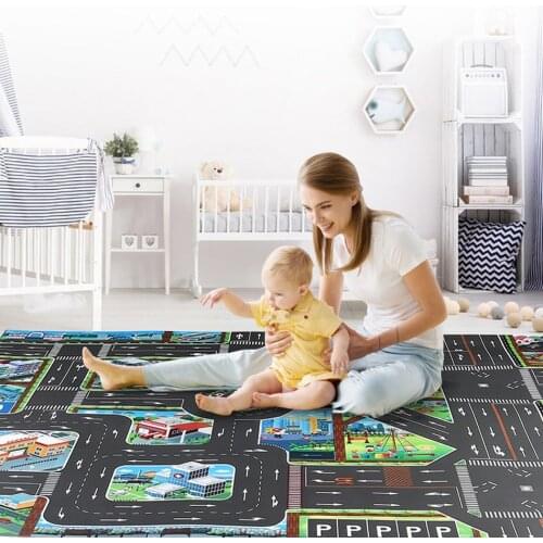 Cartoon City Traffic Rug Baby Play Mat Road Carpet 6 Toys Cars Children Christmas Birthday Party Gift Playmat Educational Mat